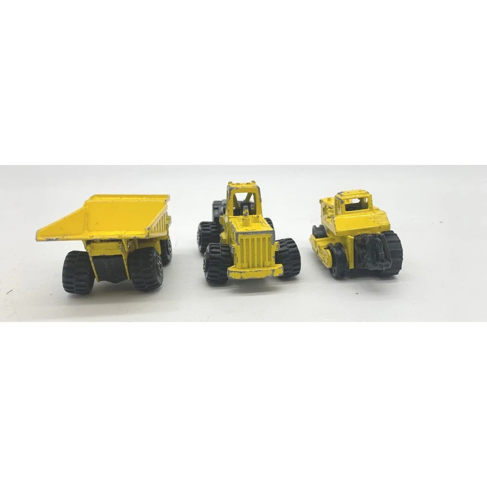 Vintage Road Champs 1980s Diecast Construction Vehicle Set 3pc Yellow 1:64